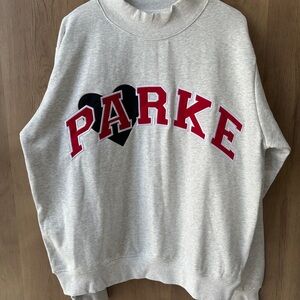 PARKE Red Letter Heart Graphic Crewneck Sweatshirt Oversized – No Fleece Lining